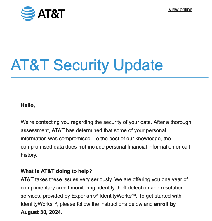 AT&T not exceeding client expectations because of a data breach in 2024